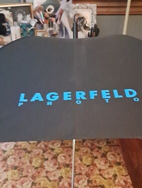 Karl Lagerfeld Black Umbrella with Blue Logo